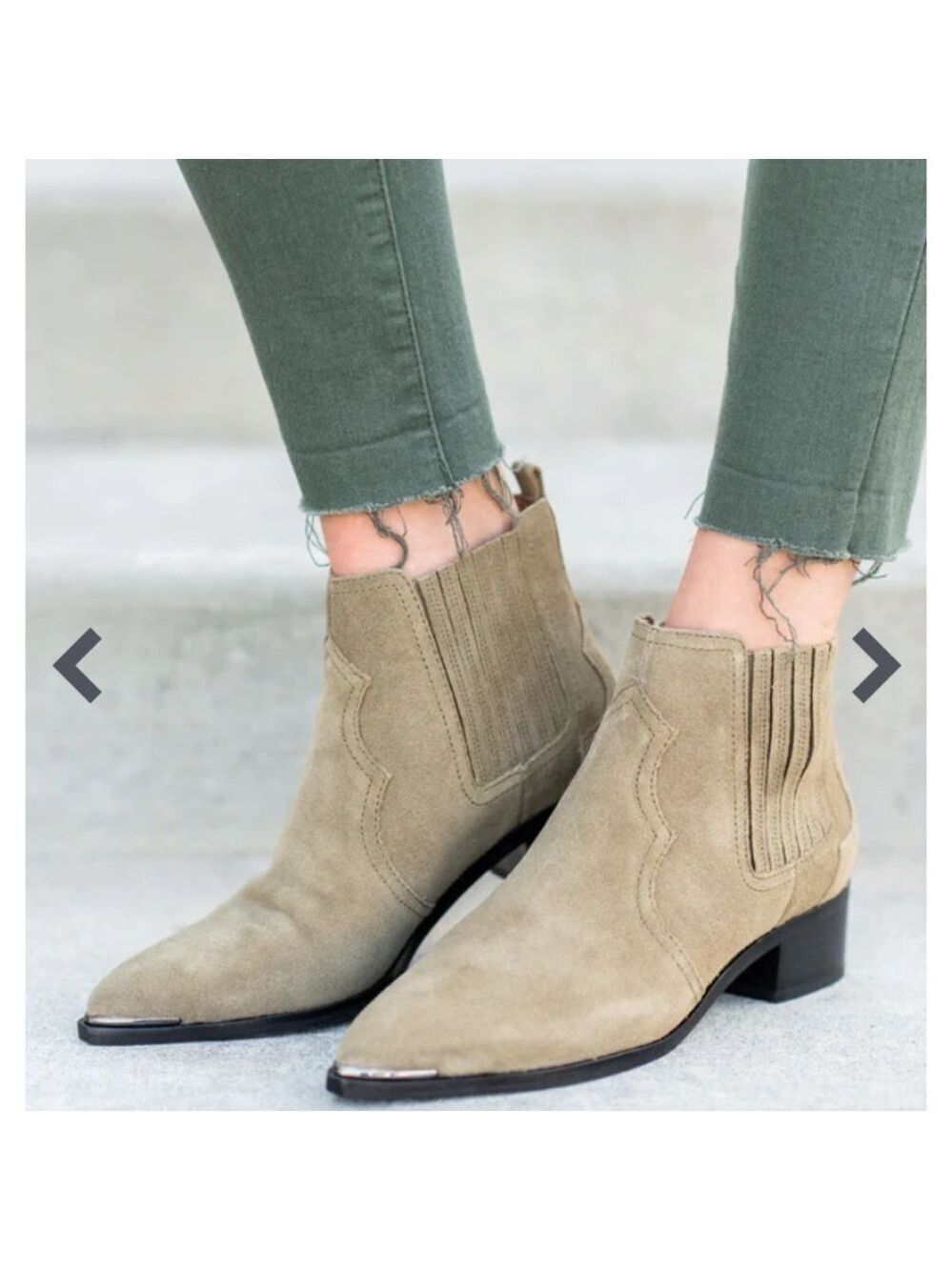 Marc Fisher: The Yohani Suede Leather Booties in Taupe Women’s 8.5